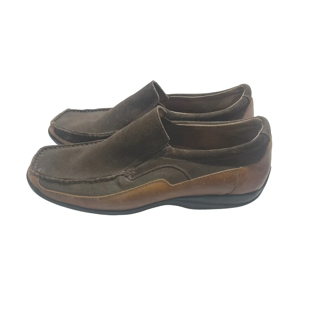 Bostonian Leather & Suede Slip On Moc Toe Loafers Driving Shoes 10 1/2 M Men's
